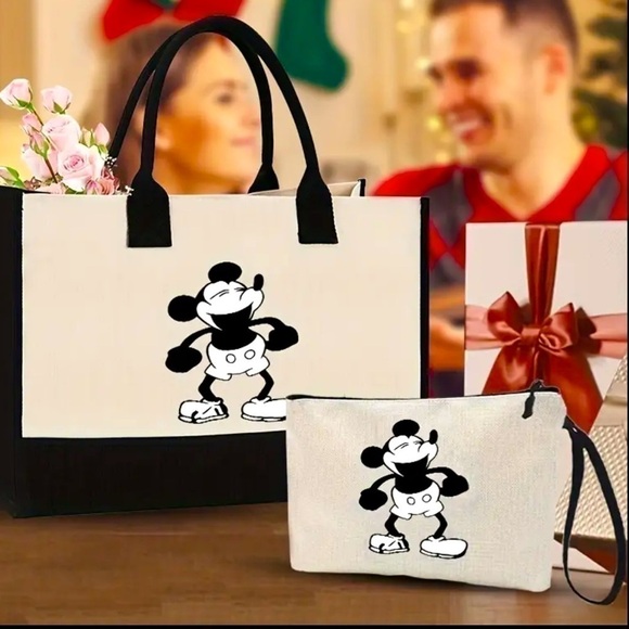 Disney Inspired Canvas 2-Piece Set Tote Bag & Matching Pouch - NWOT - Picture 4 of 4